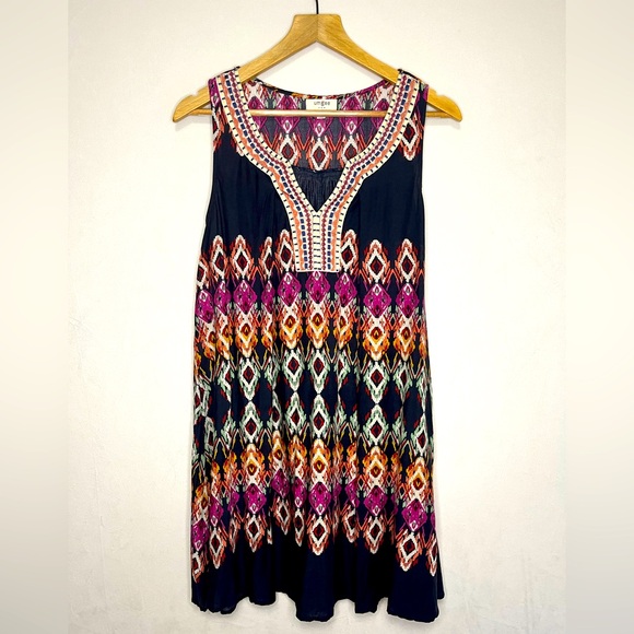 Umgee Dresses & Skirts - Umgee Sleeveless Boho Indie Embroidered Tribal Geometric Dress Women’s Size S